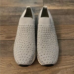 Kenneth Cole Reaction Gray Diamond Studded Slip-Ons